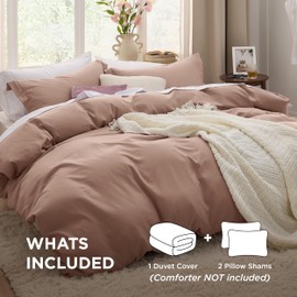 Bedsure Mocha Mousse Duvet Cover King Size - 3 Pieces Prewashed Cotton-Like Extra Soft Bedding Set, Includes 1 Duvet Cover 104x90 Inches with Zipper Closure & 2 Pillow Shams, Comforter Not Included