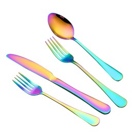 16 Piece Rainbow Cutlery Set Suitable for 4 People Stainless Steel Cutlery Dishwasher Safe
