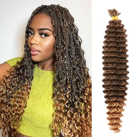 Seimainurs Deep Wave Crochet Hair Long Curly Braiding Hair for Boho Braids Ocean Wave Braiding Hair for Black Women (T1B/27, 24 Inch (Bundles of 2))