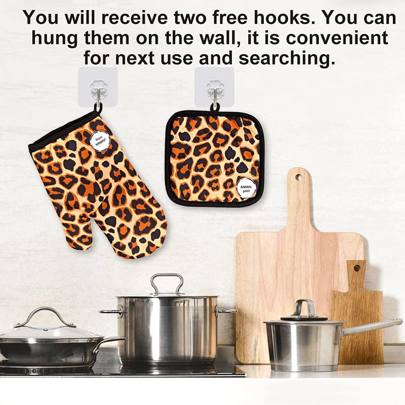 Oven Gloves Pot Holders, Heat Resistant Oven Mitts and Potholders