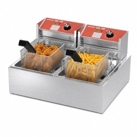 Electric Deep Fryer 17.2L Stainless Steel Dual Tank with Basket 3400W