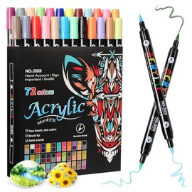 LISAPRO Marcadores Acrílicos de Doble Punta y Doble Color, 72 Colores Rotuladores Acrilicos de Pintura, Juego de Marcadores con 36 Puntas de Dos Colores para Cristal, Cerámica, Manualidades DIY