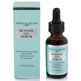 RETINOL 2.5 Serum, Professional Strength Anti- Aging Formula With Hyaluronic Acid and Vitamin E by Essence of Arcadia, Minimize Wrinkles, Fade Dark...