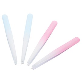 SAFIGLE 4pcs Stainless Steel Tweezers for Eyebrow Facial Hair Removal Glitter Epoxy Design Lightweight Portable Precision Tool for Women and Men for Eyelash Application