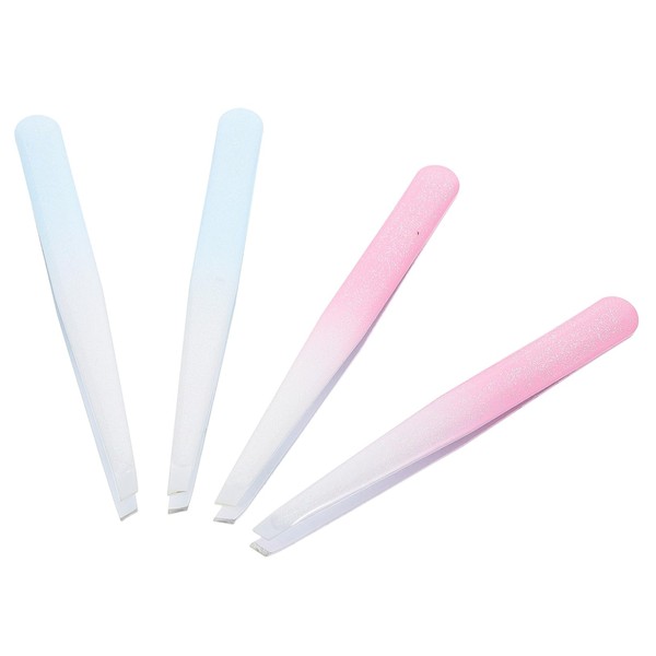 SAFIGLE 4pcs Stainless Steel Tweezers for Eyebrow Facial Hair Removal