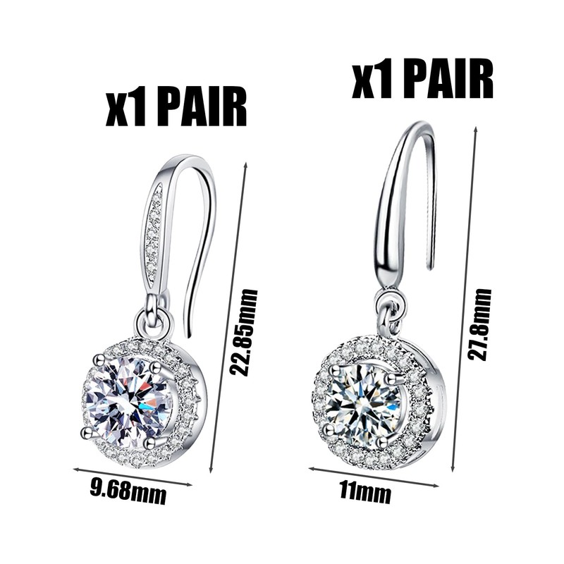 2 Pairs of Drop Earrings for Women, Diamond Drop Earrings,