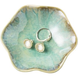 Jewelry Dish Tray, Ring Dish, Ceramic Jewelry Dish, Ceramic Trinket Tray, Key Bowl, Decorative Plate, for Friends Sisters Mother, Gifts for Girlfriend Small Bubble - Color: Emerald Green