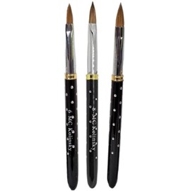 Pinceles Kolinsky Black Rock #6, #8 y #10 Mc Nails Para Uñas Acrílicas, Polvo Acrílico, Manicure, Pedicure.