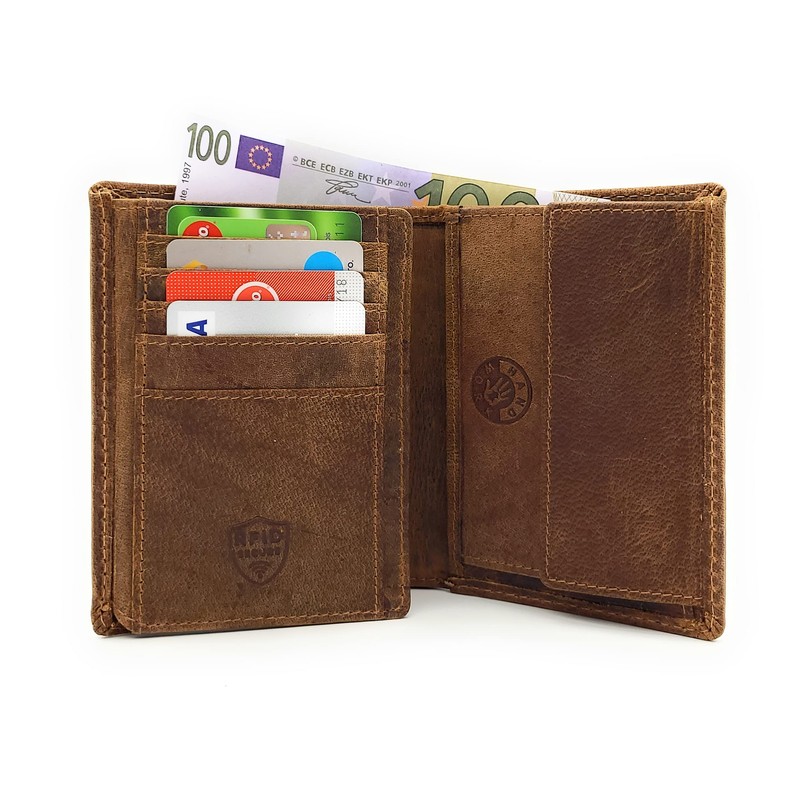 Lemasi Genuine Leather Wallet for Men, Natural Hunter Leather with
