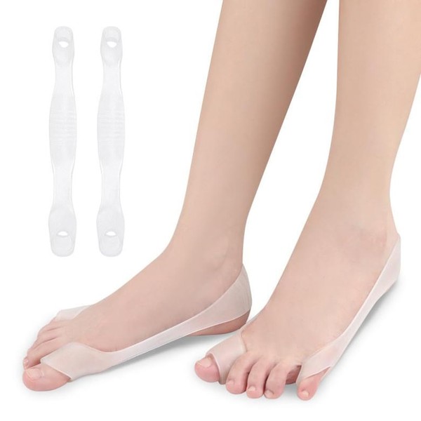 2 Stück Ballenzehen-Schiene, Silikon-Zehentrenner, orthopädisches Hallux-Valgus-Stützband, Zehenglätter (A)