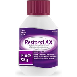 RestoraLAX Powder Stool Softener Laxative - Laxatives For Constipation, Effective Constipation Relief For Adults, No Taste, No Grit, No Gas, No Bloat, No Cramps, No Sudden Urge, 14 Doses, 238 Grams