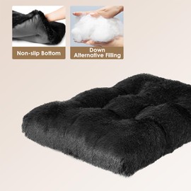 EHEYCIGA Fluffy Dog Bed for Small Dogs, Washable Cuddly Non-Slip Dog Mat with Long Plush, Black, 60 x 45 cm