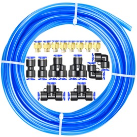 ERGAOBOY Blue 10M Polyurethane PU Air Hose Pipe Kit, 8mm OD x 5mm Inner Diameter with 16 Connector Sets