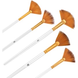 Mozeat Lens 5 Pcs Professional Fan Paint Brushes Set for Acrylic & Oil