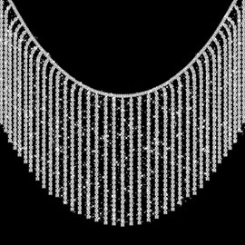 2 Yard Silver Rhinestone Fringe Trim, Rhinestone Ribbon Tassel Fringe Trim Diamond Crystal Tassel Chain for Sewing Crafts, Wedding Party Clothing Accessories, DIY Jewelry Decoration
