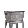 Benjara Multi Functional Galvanized Metal Tub on Stand, Gray