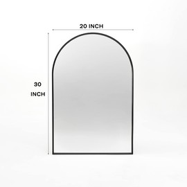 Minuover Arched Wall Mirror for Bathroom, 20"x30" Black Modern Metal Frame for Entryway Living Room Bedroom Wall Decor
