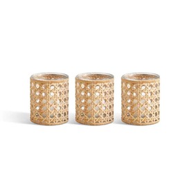 Two's Company Lumingnon Set of 3 Cane Webbing Candleholders/Vases