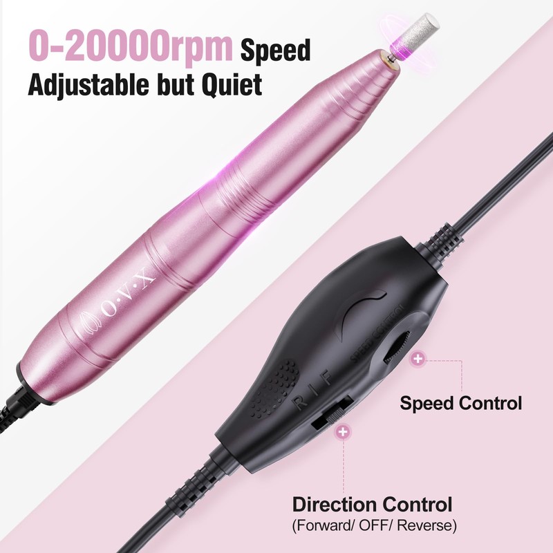Portable Electric Nail Drill Machine, Professional 20000 RPM USB Manicure