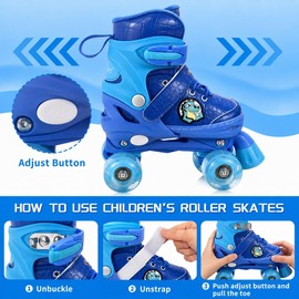 Nattork Kids Roller Skates for Kids Boys Girls, 4 Sizes Adjustable Quad Skates with All Light up Wheels - Birthday Gift for Outdoor Indoor Sports