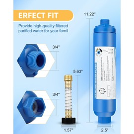 RV Inline Water Filter with 2 Flexible Hose Protector, Reduces Chlorine, Bad Taste, Rust, Corrosion, Sediments, and Turbidity, Ideal for RVs, Garden, Car Washing, Gardening, Planting, 4 Pack