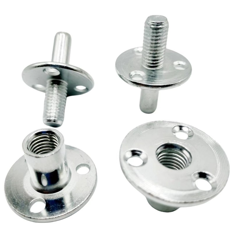 2 Sets M12 Metal Bedpost Connectors Screw-in T-nut Bedpost Connectors