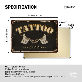 Tattoo Studio Vintage Tin Sign Metal Art Hanging Plaque 12X8 Inch Indoor Outdoor Retro Wall Decor