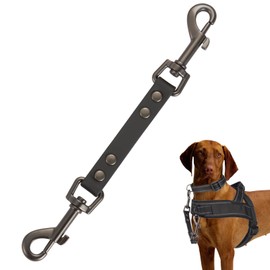 Dog Safety Collar Clip – Waterproof Backup Connector with Dual Hooks for Harness and Collar | Leash Safety Attachment for Training & Walking (Black, 9 inch)