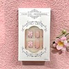 24Pcs Pink Bow Press on Nails Medium Square Fake Nails