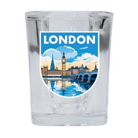 R and R Imports London England Design A Souvenir 2.5 Ounce Shot Glass Square Single