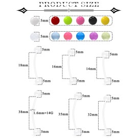 Ovxznts Pregnancy Belly Rings Maternity Belly Button Rings Plastic Long Bar Navel Ring for Maternity Sport Pregnant Women Different Bar Length 14/16/18/32/35/38mm Ball Size 5mm