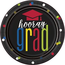 Unique Party 72664 - 18cm Colourful Graduation Paper Plates, Pack of 8