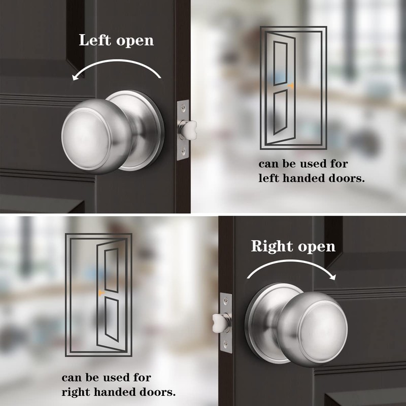 Probrico Colonial Style Passage Door Knobs Brushed Nickel Door Handle