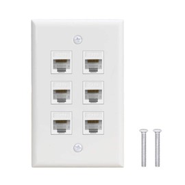 6 Port Ethernet Wall Plate - VICTEK - Ethernet Cat6 RJ45 Wall Plate Female to Female - White