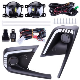 Projector LED Fog Light Kit,Slakerbe Projector LED Fog Light Kit w/Bezel Covers Matte Finish Garnish Bezels & Wiring Harness Fit for CivicSedanHatchback 2022-2023