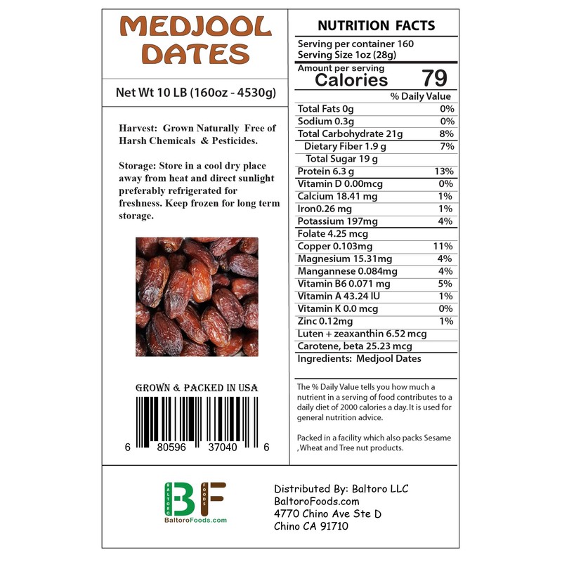 California MEDJOOL DATES Fresh Harvest Recloslable Bags Naturally Grown in