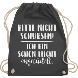 Festival Gym Bag – Bitte Nicht Schubsen Ich Bin Schon Leicht Angetüdelt – Sports Bag & Gym Bag - Grey -