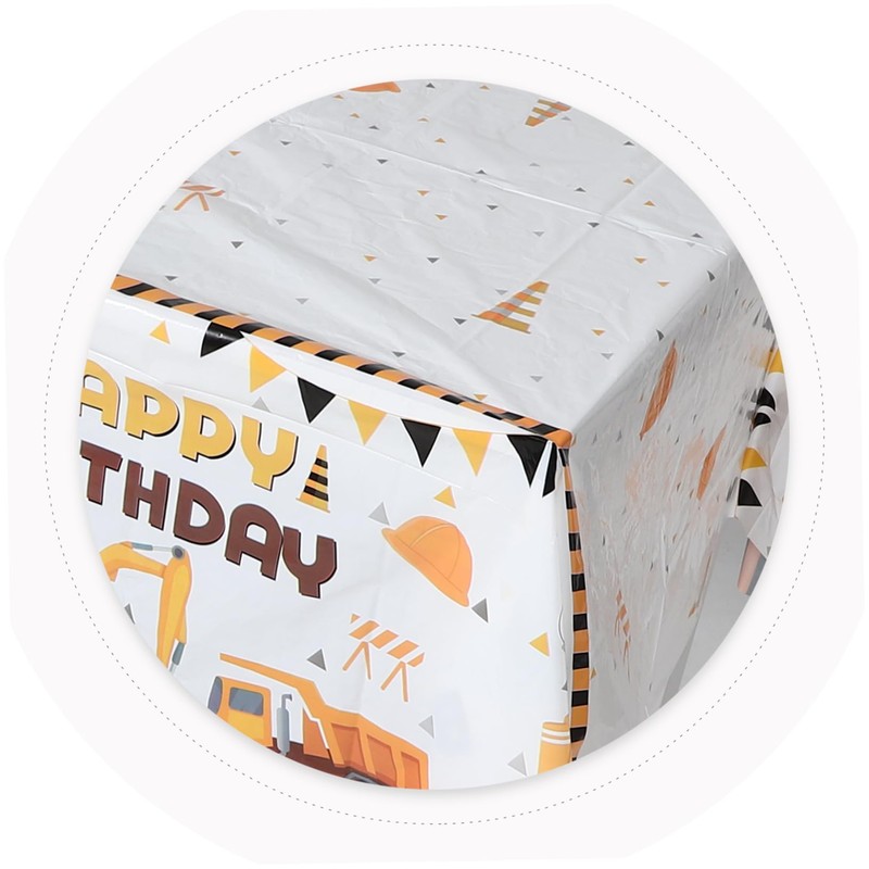 CAXUSD Birthday Party Tablecloth Construction Vehicle Theme Waterproof Plastic Table