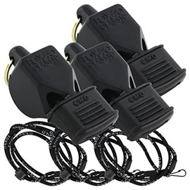 Fox 40 Classic CMG w/Breakaway Lanyard 3 Pack (Black) Pealess, 100dB, Coaching, Lifeguarding, Dog Training Whistle
