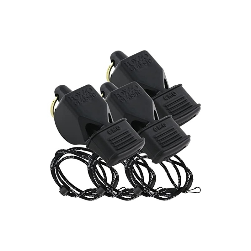 Fox 40 Classic CMG w/Breakaway Lanyard 3 Pack (Black) Pealess,