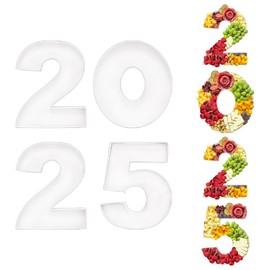 2025 Cardboard Number Fillable Charcuterie, New Year Eve Graduation Centerpiece Decorations, Set of 4 (White, 9inch)