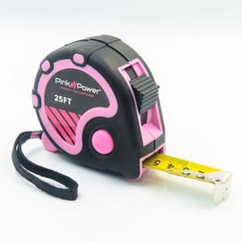 PINK POWER Pink Power Cinta mtrica,25 pies,para mujer con hoja retrctil y botón de bloqueo Cinta mtrica para niñas para herramientas rosas Cinta