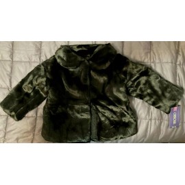 Cherokee  NEW Cherokee Girls Faux Fur Furry Black Elegant Coat Hidden Buttons SIZE 2T