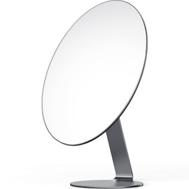 NEZZOE Oval Makeup Mirror for Desk, 12 Inch Frameless Metal Standing Table Top Mirror, Adjustable Angle