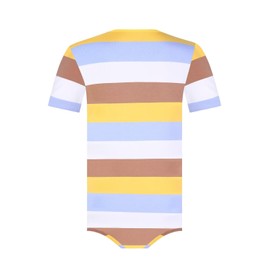 Landofgenie Onesie Pyjamas with Drooling Bib for Men Short Sleeve Striped Bodysuit Rompers Romper for Men, yellow, 3 XL