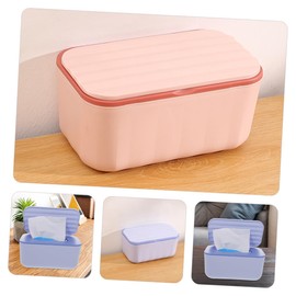 Mobestech 2Pcs Refillable Wipes Container Lightweight Desktop Tissue Box with Cover Compact Tissue Cube Holder for Organizing and Items for Home and Travel Pink and Purple