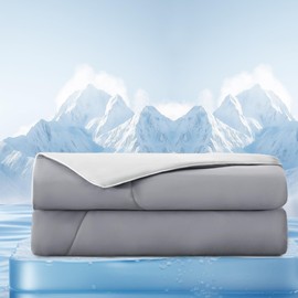 Moonrite Cooling Blanket King/Cal King Size, Q-max > 0.45 Japanese Arc-chill Cooling Comforter for Hot Sleepers, Silky Soft Breathable Cool Blanket fot Summer Night Sweats,Grey,104x90