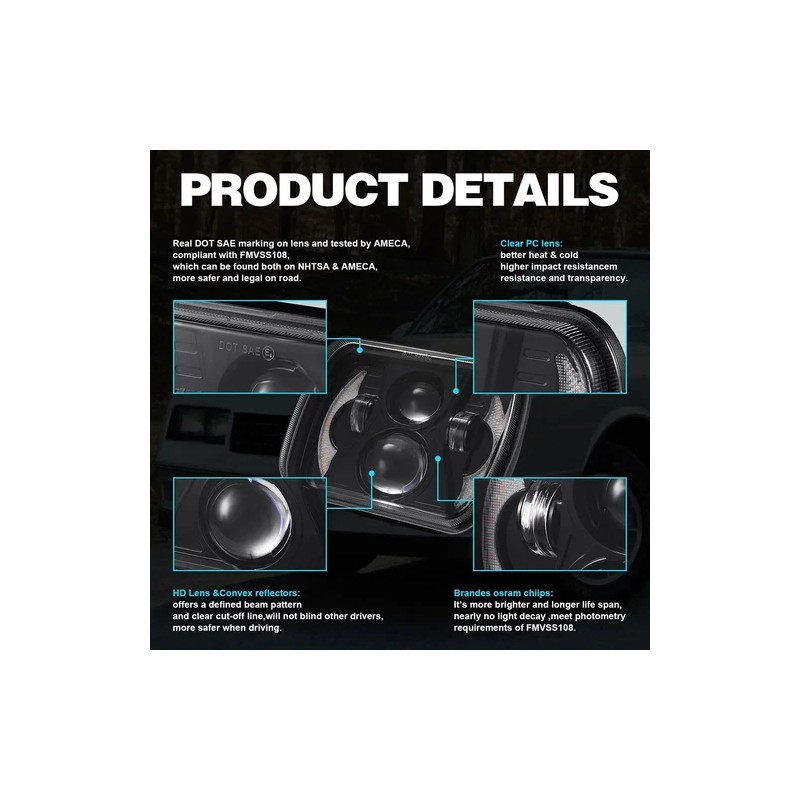 Unbranded DOT Approved Pair 200W 5x7" 7x6 LED Headlights for