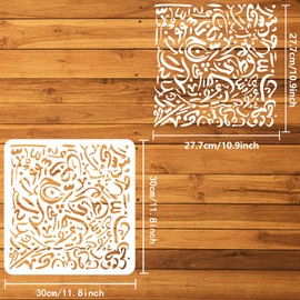 FINGERINSPIRE Arabic Alphabet Calligraphy Stencil 11.8x11.8 inch Messy Writing Stencil Plastic Arabic Alphabet Words Patterns Template Reusable DIY Craft and Decor Template for Home Wall Decor