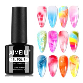AIMEILI Blooming Gel Nail Polish, Hema Free, Cruelty Free, Vegan, Spreading Effect Sheer Painting Gel Nail Art Supplies for Nail Art Design